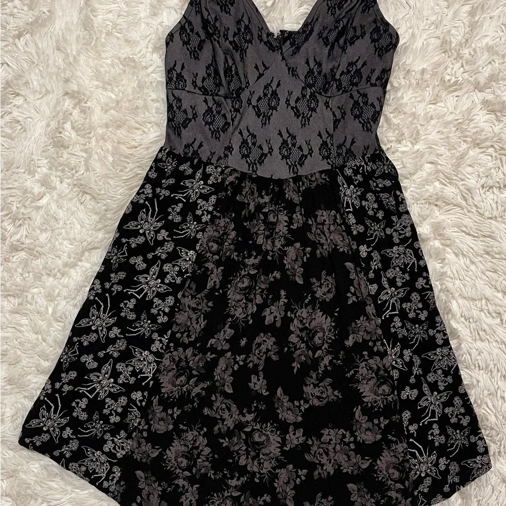 Cosmic Aura Black Lace Handkerchief Hem Mini Dress Goth Skulls Witchy Medium - Picture 3 of 13